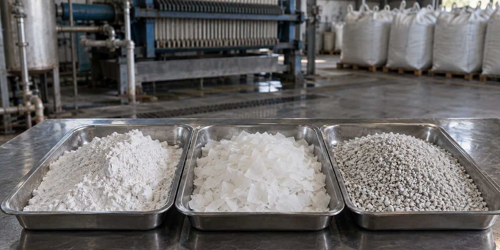 Lime, caustic soda and magnesium oxide samples used for cobalt precipitation